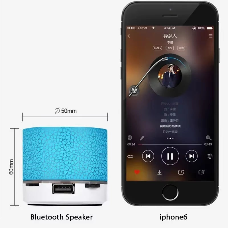 New Bluetooth Mini Speaker Wireless Speaker Colorful LED TF Card USB Subwoofer Portable MP3 Music Sound Column for PC Phone